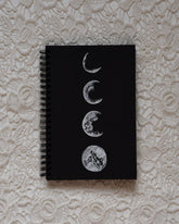 Phases of Moon - Black Cover With White Lined Pages